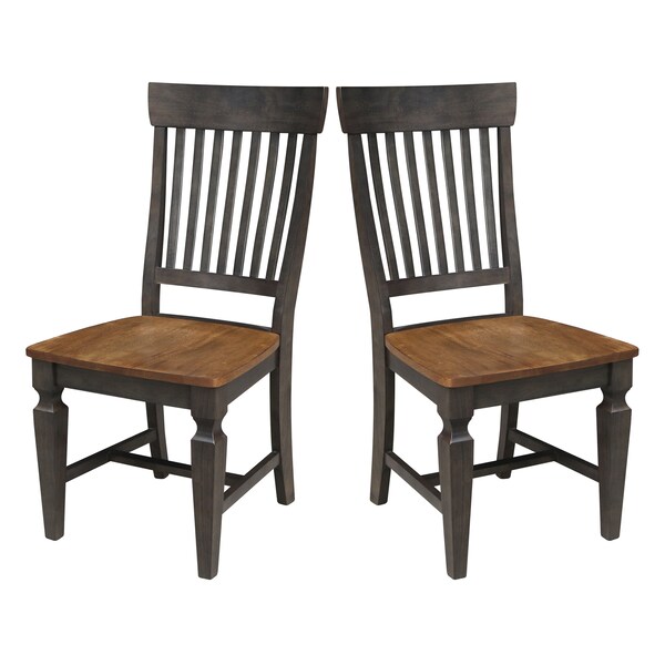 International Concepts Vista Slat Back Chair, Set of 2 Chairs, Hickory/Washed Coal - C45-65P