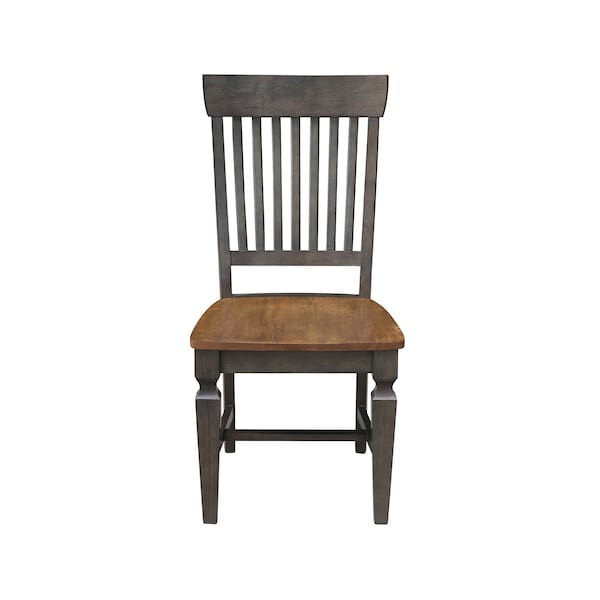International Concepts Vista Slat Back Chair, Set of 2 Chairs, Hickory/Washed Coal - C45-65P