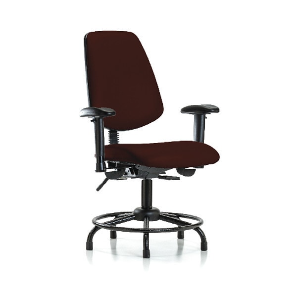 Blue Ridge Ergonomics Desk Chair Adjustable Arms, 18" to 23" Height, Vinyl, Burgundy - BR-VDHCH-MB-RT-T1-A1-RG-8569