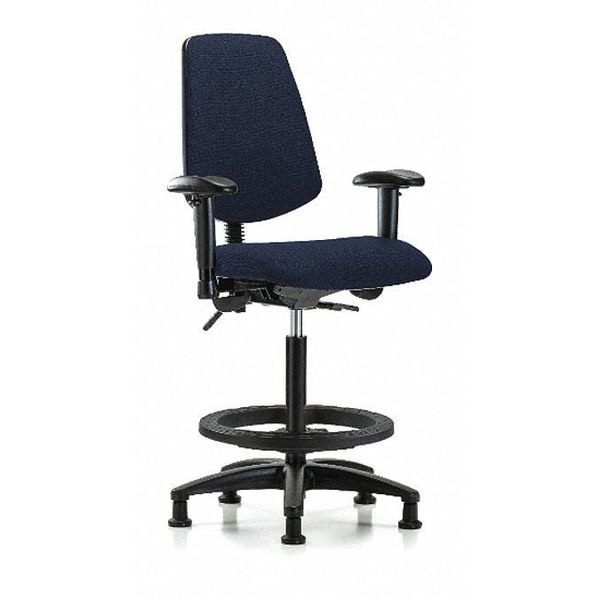 Blue Ridge Ergonomics High Bench Chair Fab Hi Ben Chair, Med, Bk, AA BF, Glds, Navy, Adjustable Arms, 26" to 35-1/2" Height - BR-FHBCH-MB-RG-T0-A1-BF-RG-F45