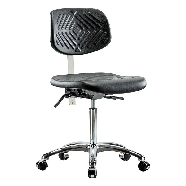 Zoro Select Clean Room Chair Ergonomic Chair, No Arms, 20-1/4" to 28" Height, Vinyl, Black - BR-NCR-PMBCH-CR-T0-A0-NF-CC-BLK