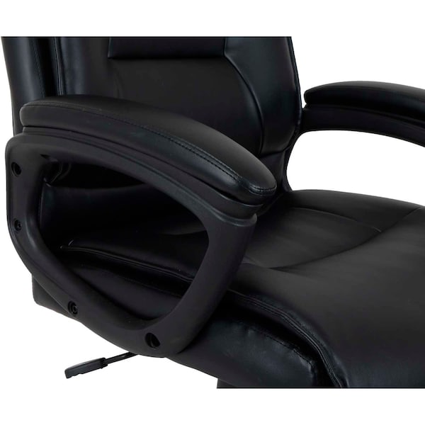 Global Industrial Bonded Leather Executive Office Chair With Arms, Black - 277423-AM