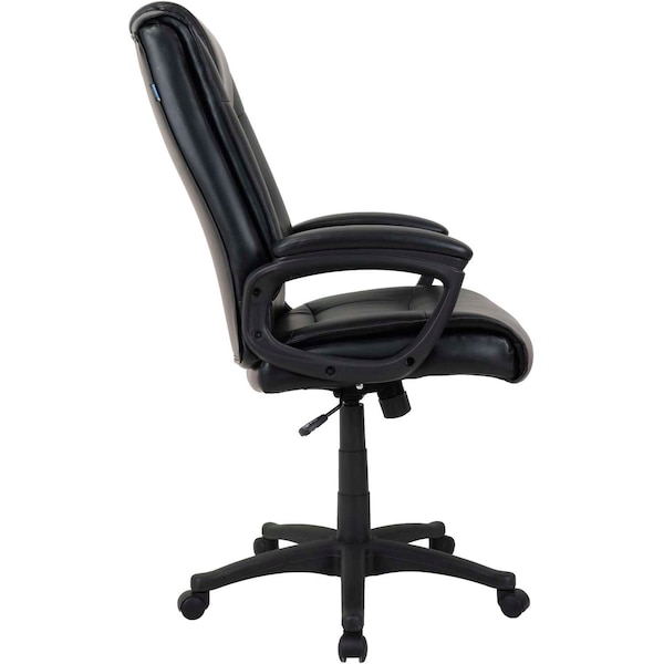 Global Industrial Bonded Leather Executive Office Chair With Arms, Black - 277423-AM