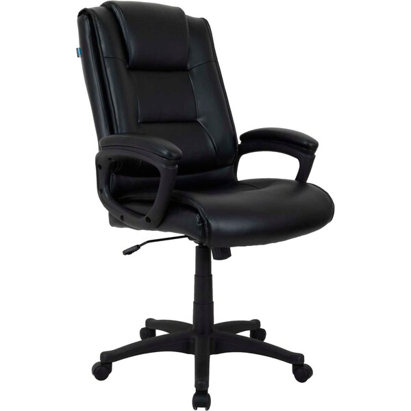 Global Industrial Bonded Leather Executive Office Chair With Arms, Black - 277423-AM