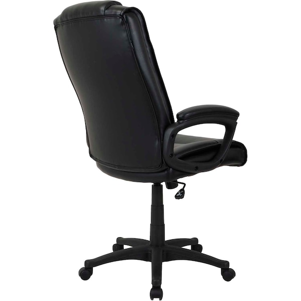 Global Industrial Bonded Leather Executive Office Chair With Arms, Black - 277423-AM