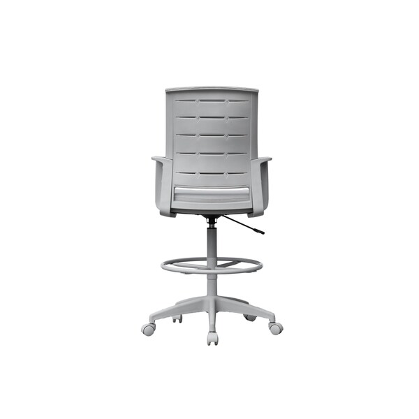 Boss Office Products Deluxe Drafting Chair, Gray Frame, Gray Mesh and Fabric - B16376GY-GY