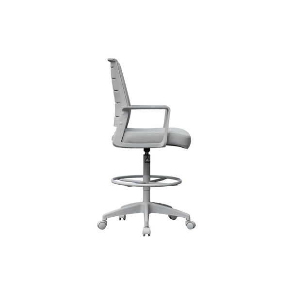 Boss Office Products Deluxe Drafting Chair, Gray Frame, Gray Mesh and Fabric - B16376GY-GY