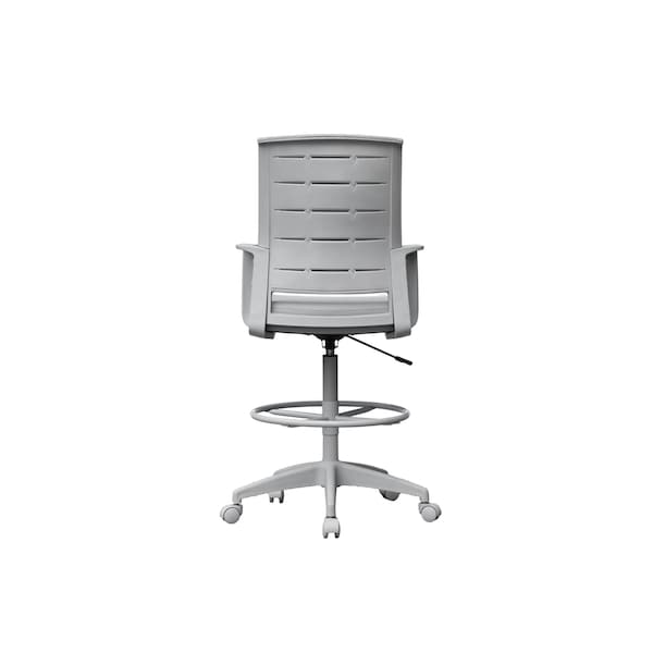 Boss Office Products Deluxe Drafting Chair, Gray Frame, Gray Mesh and Fabric - B16376GY-GY