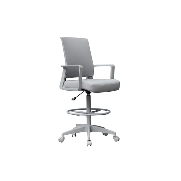 Boss Office Products Deluxe Drafting Chair, Gray Frame, Gray Mesh and Fabric - B16376GY-GY