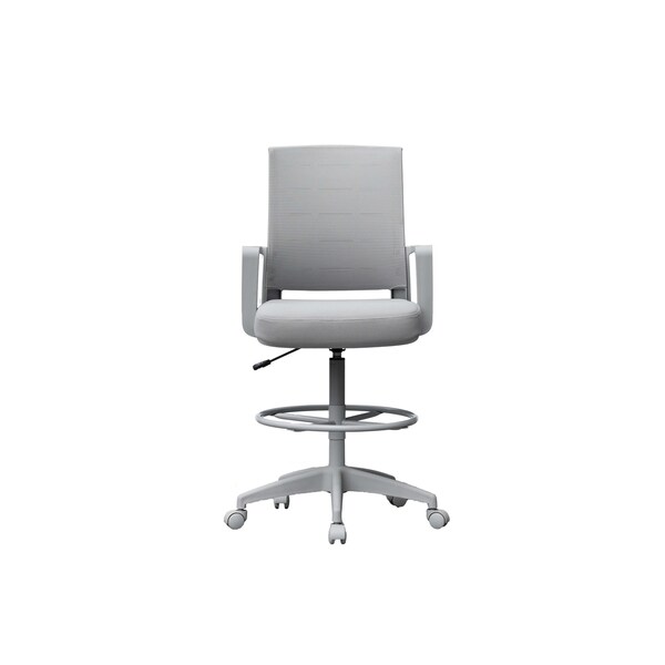 Boss Office Products Deluxe Drafting Chair, Gray Frame, Gray Mesh and Fabric - B16376GY-GY