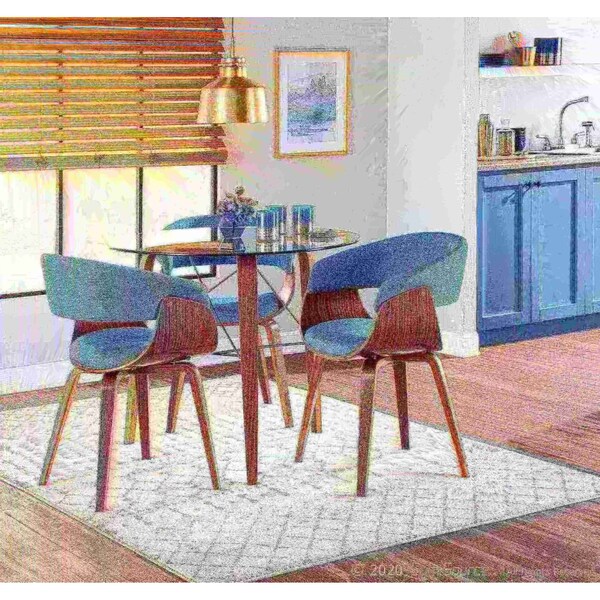 Lumisource Vintage Mod Dining/Accent Chair in Walnut and Blue Fabric - CH-VMONL WLBU