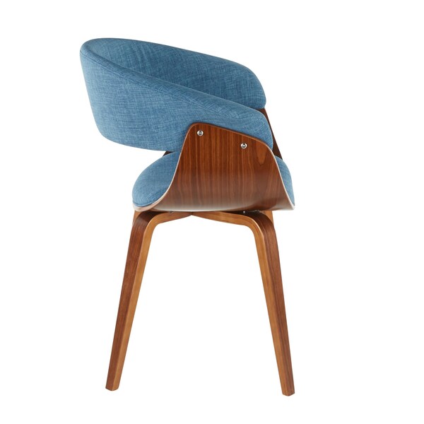 Lumisource Vintage Mod Dining/Accent Chair in Walnut and Blue Fabric - CH-VMONL WLBU
