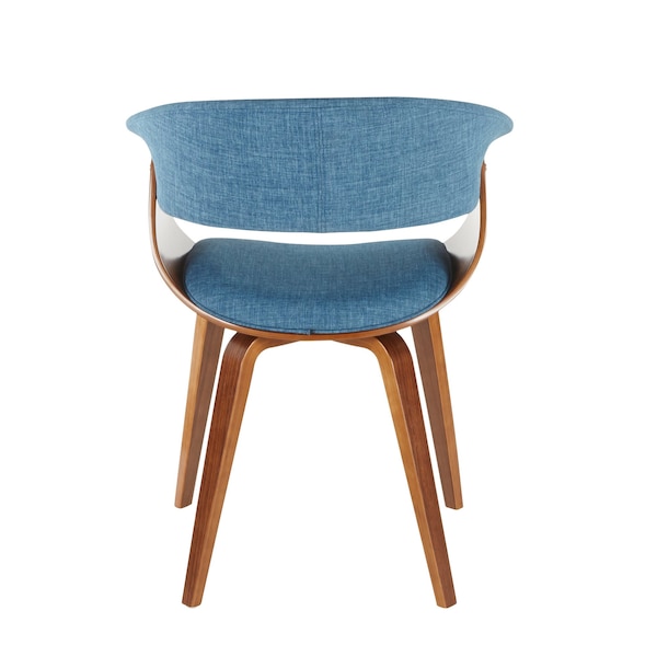 Lumisource Vintage Mod Dining/Accent Chair in Walnut and Blue Fabric - CH-VMONL WLBU