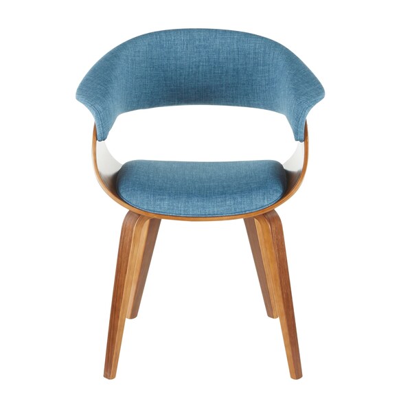 Lumisource Vintage Mod Dining/Accent Chair in Walnut and Blue Fabric - CH-VMONL WLBU