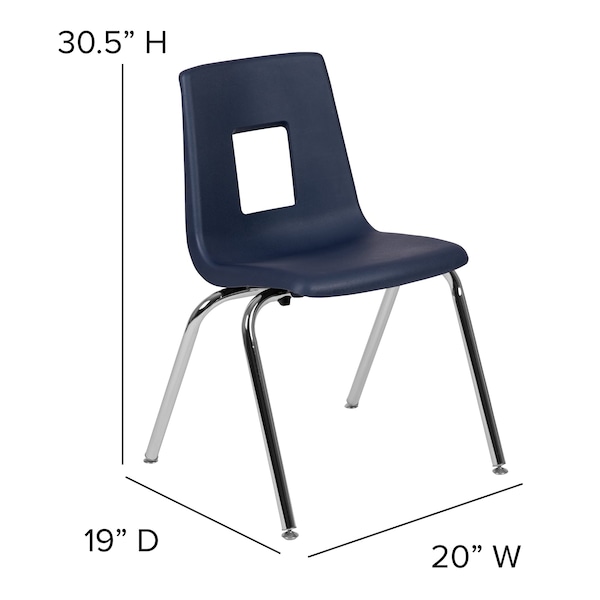 Flash Furniture Advantage Navy Student Stack School Chair, 18" - ADV-SSC-18NAVY