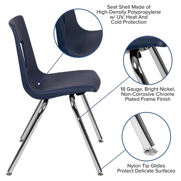 Flash Furniture Advantage Navy Student Stack School Chair, 18" - ADV-SSC-18NAVY
