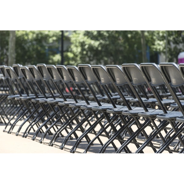 Zown Folding Chair, Stacking, Resin, Black, Banquet, PK8 - 60540BLK8E
