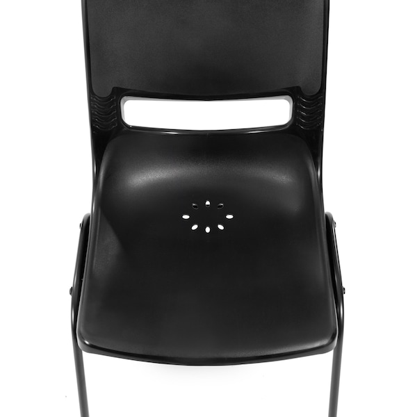 Flash Furniture HERCULES HD Comfort Classroom Stack Chair w/Powder-Coated Frame and Black Ergonomic Back and Seat - SF-CH003-BLK-BLK-GG