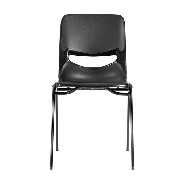 Flash Furniture HERCULES HD Comfort Classroom Stack Chair w/Powder-Coated Frame and Black Ergonomic Back and Seat - SF-CH003-BLK-BLK-GG