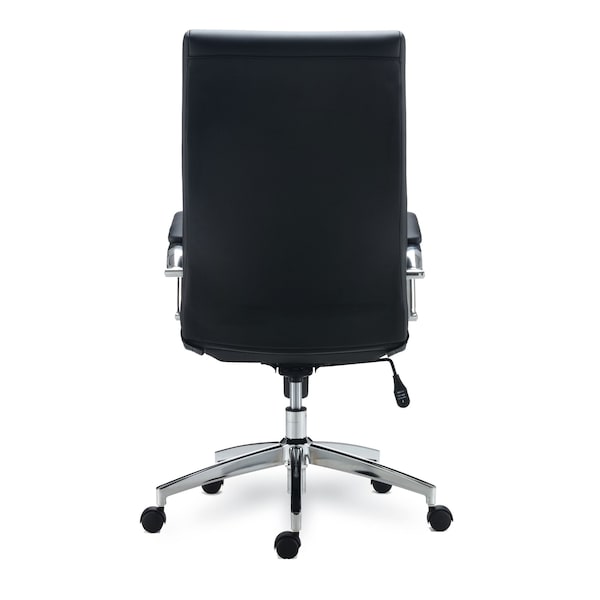 Alera Eddleston Leather Manager Chair, Supports Up to 275 lb, Black Seat/Back, Chrome Base - ALEED41B19
