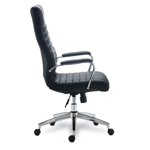 Alera Eddleston Leather Manager Chair, Supports Up to 275 lb, Black Seat/Back, Chrome Base - ALEED41B19