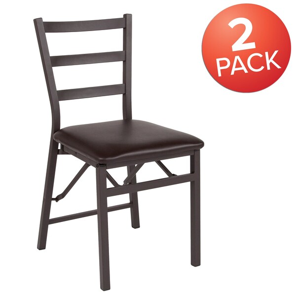 Flash Furniture Brown Ladderback Folding Chair - 2-CY-180841-GG