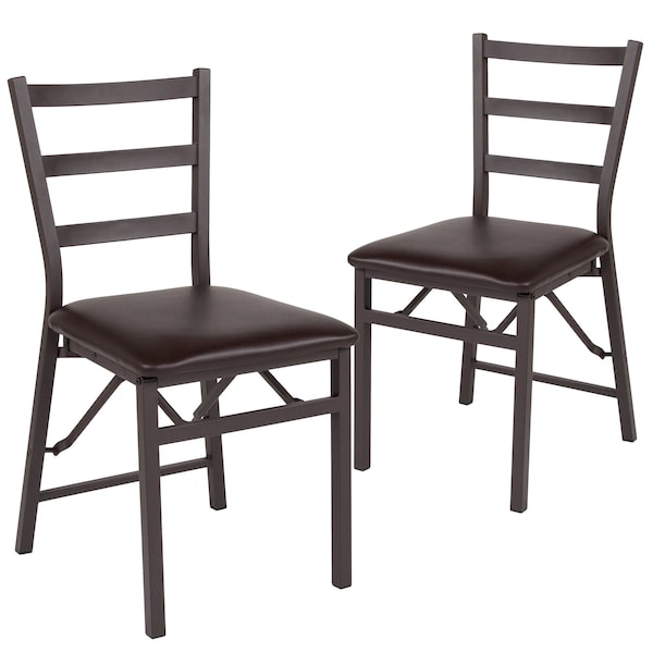 Flash Furniture Brown Ladderback Folding Chair - 2-CY-180841-GG