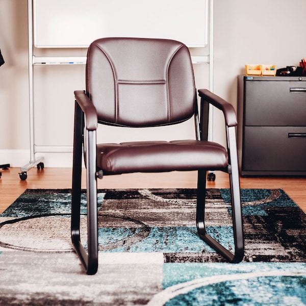 Global Industrial Reception Chair, Vinyl Upholstered, Burgundy - 250787BY