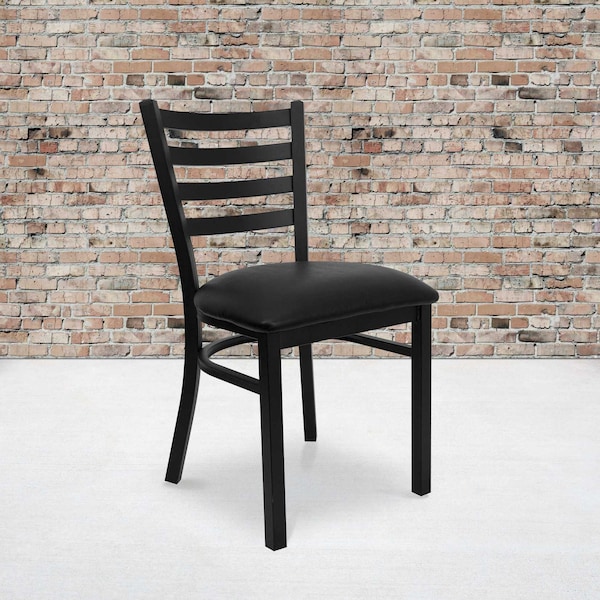 Flash Furniture Black Ladder Chair-Black Seat - 2-XU-DG694BLAD-BLKV-GG