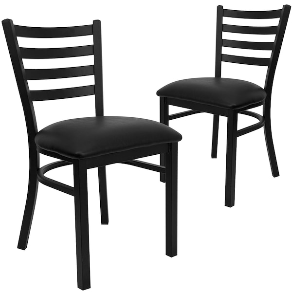 Flash Furniture Black Ladder Chair-Black Seat - 2-XU-DG694BLAD-BLKV-GG