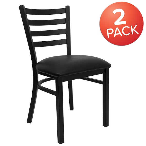 Flash Furniture Black Ladder Chair-Black Seat - 2-XU-DG694BLAD-BLKV-GG