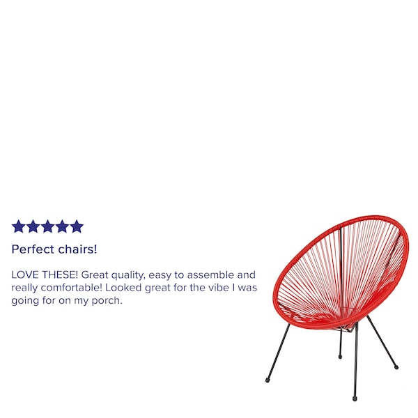 Flash Furniture Contemporary Chair Valencia Red Bungee Oval Lounge Chair, 11-1/2" Height, Red - TLH-094-RED-GG