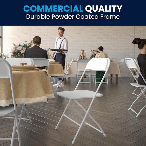 Flash Furniture 4PK Commercial Grade White Plastic Folding Chairs - 4-LE-L-3-W-WH-GG