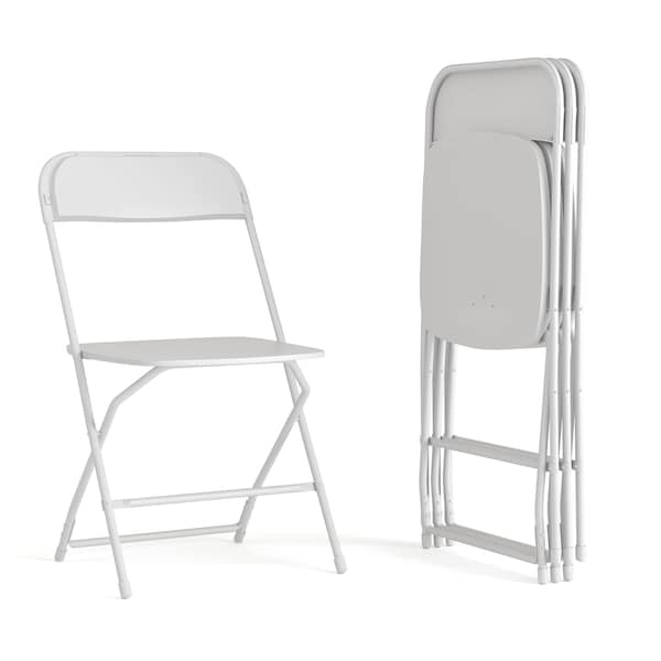 Flash Furniture 4PK Commercial Grade White Plastic Folding Chairs - 4-LE-L-3-W-WH-GG