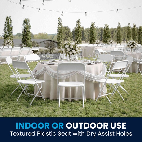 Flash Furniture 4PK Commercial Grade White Plastic Folding Chairs - 4-LE-L-3-W-WH-GG