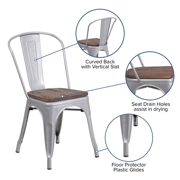 Flash Furniture Silver Metal Stack Chair - CH-31230-SIL-WD-GG