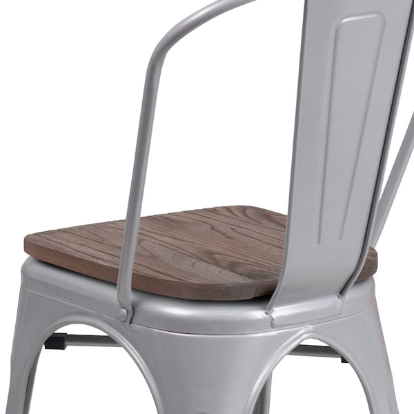 Flash Furniture Silver Metal Stack Chair - CH-31230-SIL-WD-GG