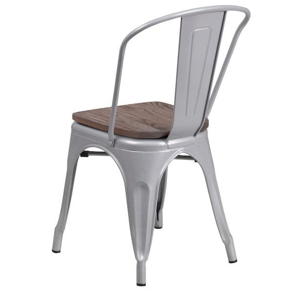 Flash Furniture Silver Metal Stack Chair - CH-31230-SIL-WD-GG