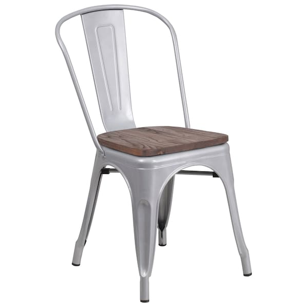 Flash Furniture Silver Metal Stack Chair - CH-31230-SIL-WD-GG