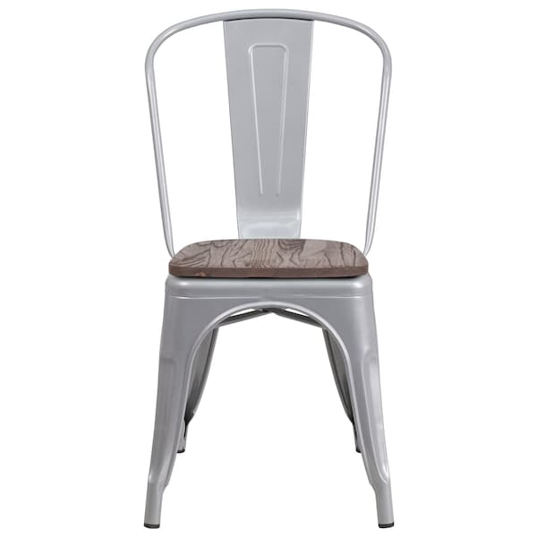 Flash Furniture Silver Metal Stack Chair - CH-31230-SIL-WD-GG