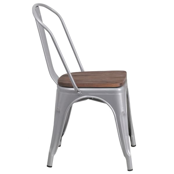 Flash Furniture Silver Metal Stack Chair - CH-31230-SIL-WD-GG