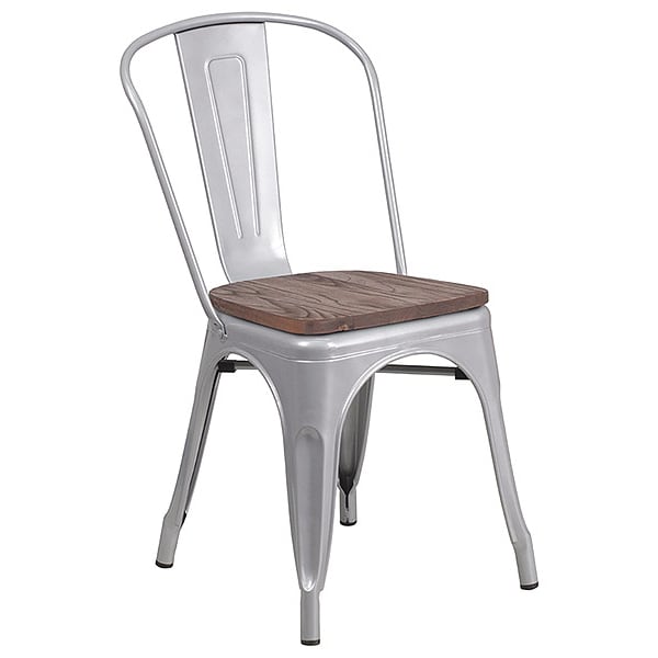 Flash Furniture Silver Metal Stack Chair - CH-31230-SIL-WD-GG