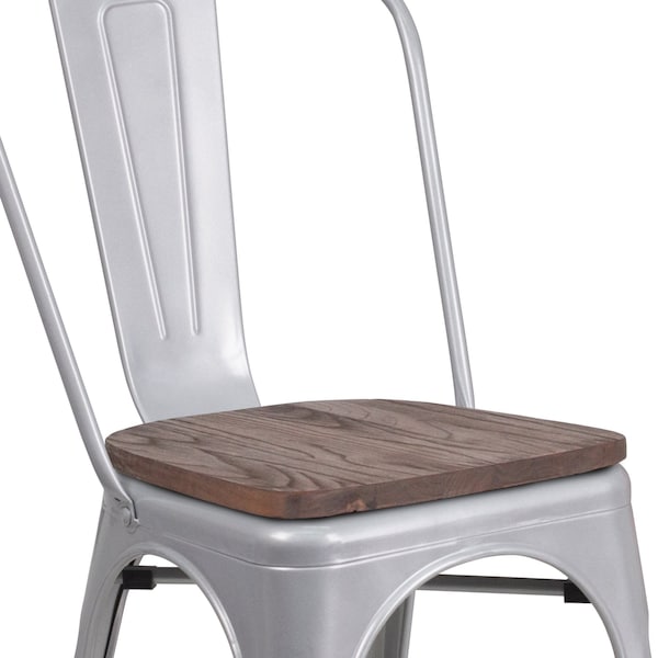 Flash Furniture Silver Metal Stack Chair - CH-31230-SIL-WD-GG