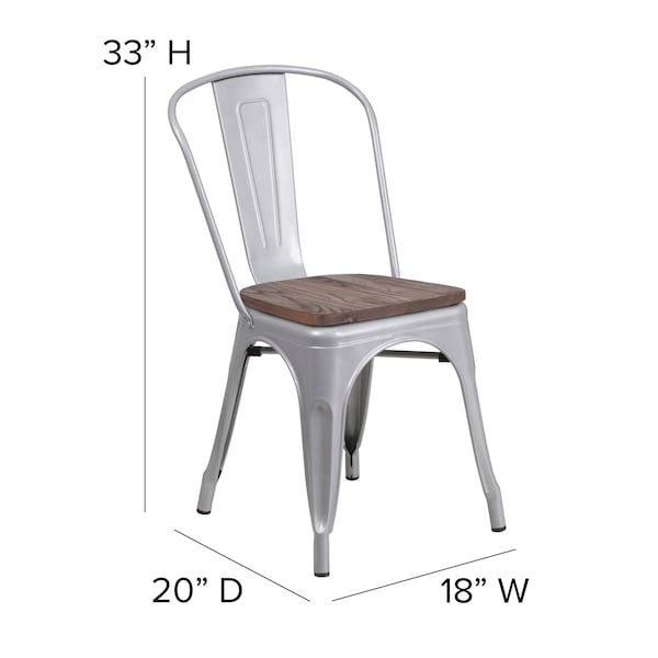 Flash Furniture Silver Metal Stack Chair - CH-31230-SIL-WD-GG