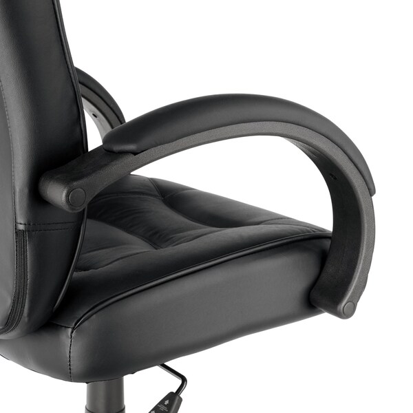Alera Executive Chair High-Back Swivel/Tilt Top-Grain Leather Chair, Roll Armrest, Leather, Black - ALESR41LS10B