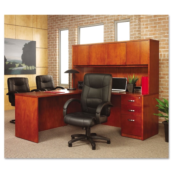 Alera Executive Chair High-Back Swivel/Tilt Top-Grain Leather Chair, Roll Armrest, Leather, Black - ALESR41LS10B
