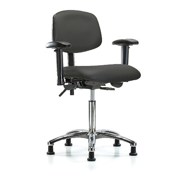 Blue Ridge Ergonomics Medium Bench Chair Chair, Vin, Med Ben, Chr Tilt AA Glides, Gry, Adjustable Arms, 22" to 29" Height - BR-VMBCH-CR-T1-A1-NF-RG-8605
