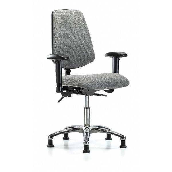Blue Ridge Ergonomics Desk Chair Fab Desk Chair, Med, Bk, Chrm, AA, Glds, Gry, Adjustable Arms, 19" to 24" Height, Fabric, Grey - BR-FDHCH-MB-CR-T0-A1-RG-F44