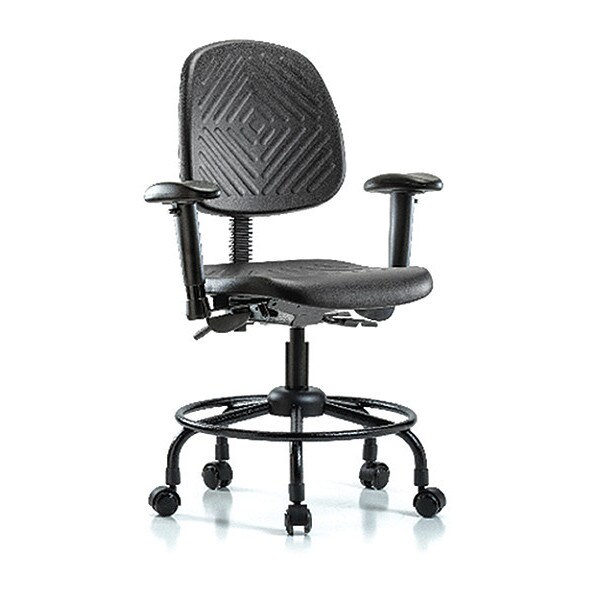 Blue Ridge Ergonomics Desk Chair Desk Chair, Med, Poly, Bk.RT, AA Casters, Adjustable Arms, 19" to 23" Height, Black; Blue - BR-PDHCH-MB-RT-T0-A1-RC