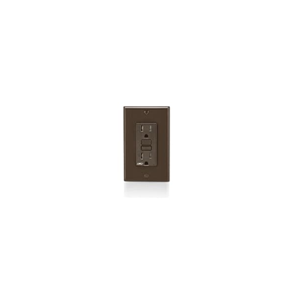 Leviton 15A Receptacle, Deco, 5-15R, 125V, Brown - AFTR1